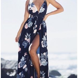 Floral Print Split Maxi Dress